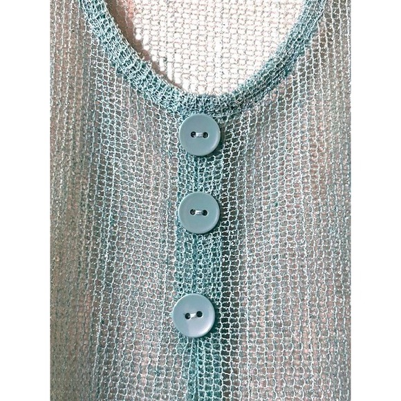 Simply Noelle Swim Coverup S/M Aqua Blue Sheer Lace Trim Summer Coquette - Picture 9 of 10